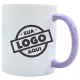 Caneca de Cerâmica Personalizada com Logo 325ml Interna e Alça Colorida