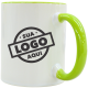 Caneca de Cerâmica Personalizada com Logo 325ml Interna e Alça Colorida
