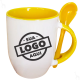 Caneca de Cerâmica Personalizada com Logomarca 325ml Interna e Alça Com Colher Colorida