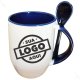 Caneca de Cerâmica Personalizada com Logomarca 325ml Interna e Alça Com Colher Colorida