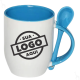 Caneca de Cerâmica Personalizada com Logomarca 325ml Interna e Alça Com Colher Colorida