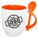 Caneca de Cerâmica Personalizada com Logomarca 325ml Interna e Alça Com Colher Colorida