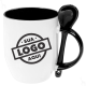 Caneca de Cerâmica Personalizada com Logomarca 325ml Interna e Alça Com Colher Colorida
