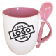 Caneca de Cerâmica Personalizada com Logomarca 325ml Interna e Alça Com Colher Colorida