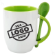 Caneca de Cerâmica Personalizada com Logomarca 325ml Interna e Alça Com Colher Colorida