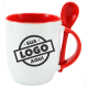 Caneca de Cerâmica Personalizada com Logomarca 325ml Interna e Alça Com Colher Colorida