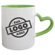 Caneca de Cerâmica Personalizada com Logo 325ml Alça Coração