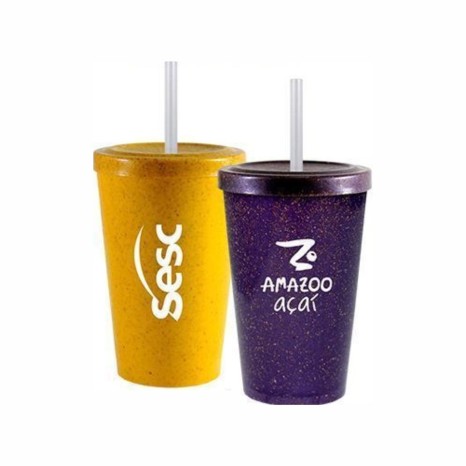 Copo Cancun Tampa e Canudo 320ml Personalizado para Empresas