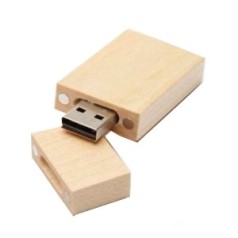 Pen Drive Ecológico Quadrado de Madeira Personalizado com Logo