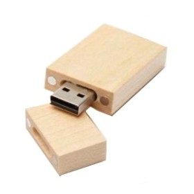 Pen Drive Ecológico Quadrado de Madeira Personalizado com Logo