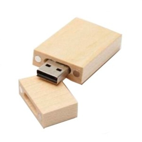 Pen Drive Ecológico Quadrado de Madeira Personalizado com Logo