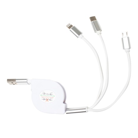 Cabo Usb Retrátil 3 em 1 Personalizado