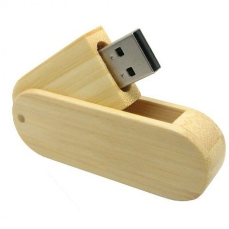 Pen Drive Ecológico Giratório de Madeira Personalizado