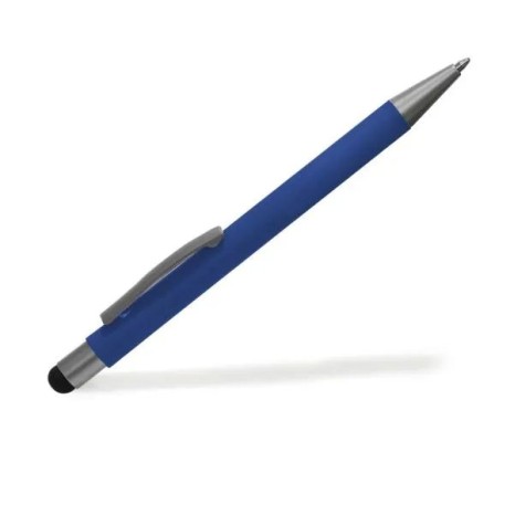 Caneta Esferográfica em Alumínio com Ponta Touch Azul Personalizada