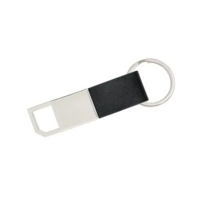 Chaveiro em Metal e Material Sintético Preto com Detalhe Personalizado