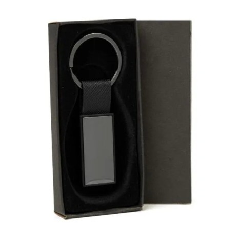 Chaveiro em Metal/Pu Cinza/Preto Personalizado