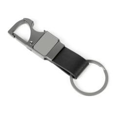 Chaveiro Mosquetão Cinza em Metal/Pu Personalizado