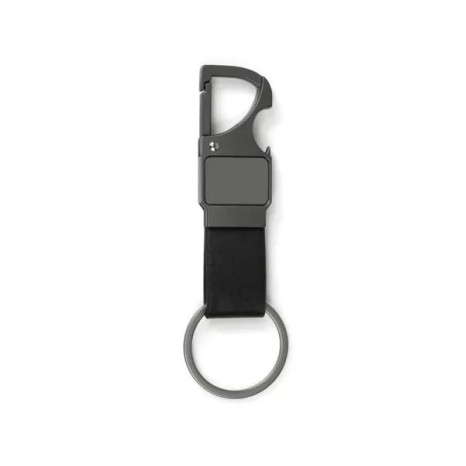 Chaveiro Mosquetão em Metal/Pu Cinza/Preto Personalizado