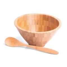 Cumbuca em Bambu com Colher de 18cm 400Ml Personalizado