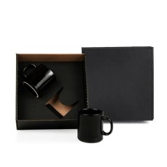 Kit Canecas em Cerâmica Preta 270Ml Personalizado