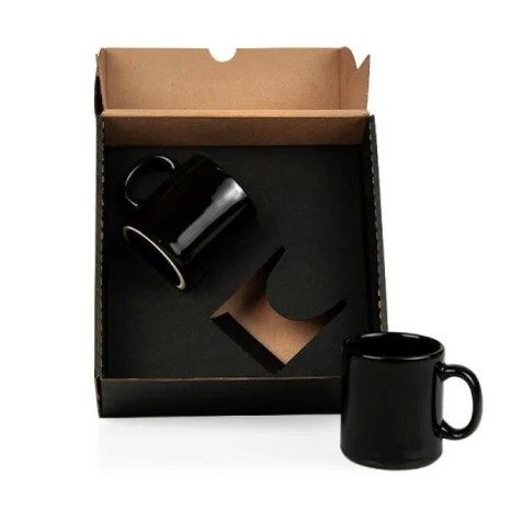 Kit Canecas em Cerâmica Preta 270Ml Personalizado