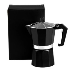 Cafeteira Italiana em Alumínio Preta 250Ml Personalizado
