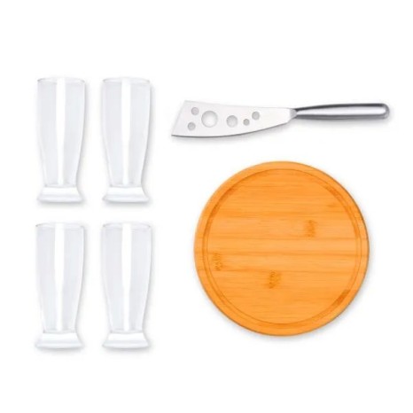 Kit Queijo e Cerveja 6 Pçs com Faca Personalizado
