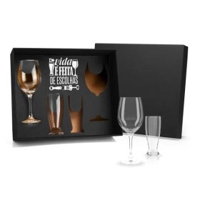 Jogo de Copos de Vidro para Vinho / Cerveja 4 Pçs Personalizado