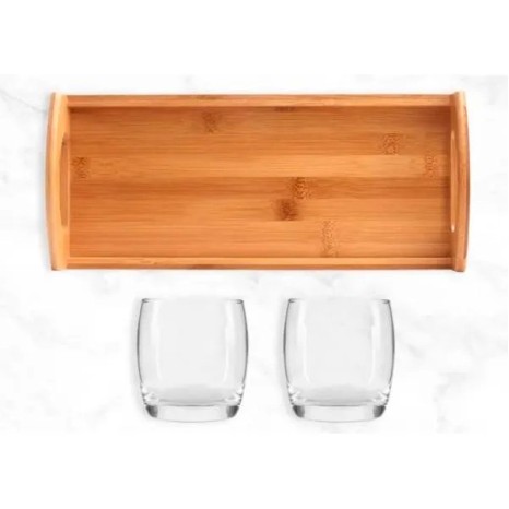 Kit Whisky com Bandeja e Copos 3 Pçs Personalizado