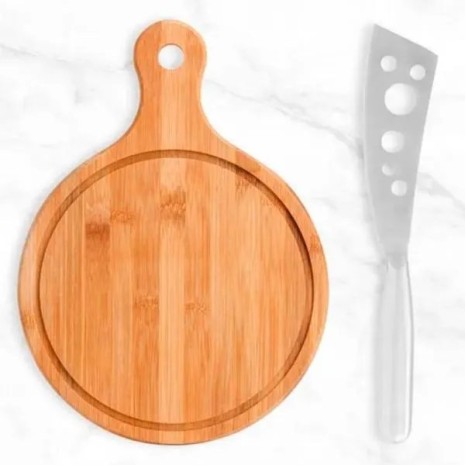Kit para Queijo em Bambu / Inox 2 Pçs Personalizado