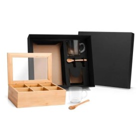 Kit para Chá com Caixa em Bambu e Colheres 5 Pçs Personalizado