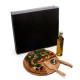 Kit para Pizza com Garrafa Bambu / Inox / Vidro 4 Pçs Personalizado
