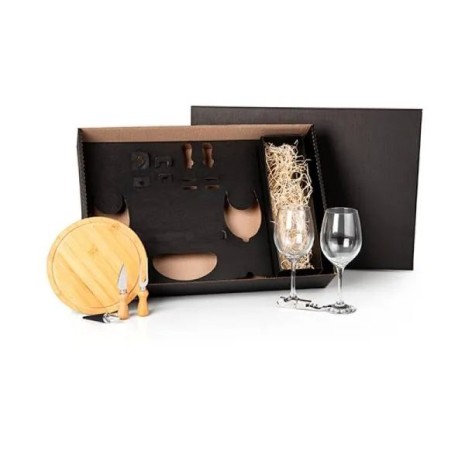 Kit Queijo e Vinho com Espaço para Garrafa 7 Pçs Não Acompanha Garrafa Personalizado