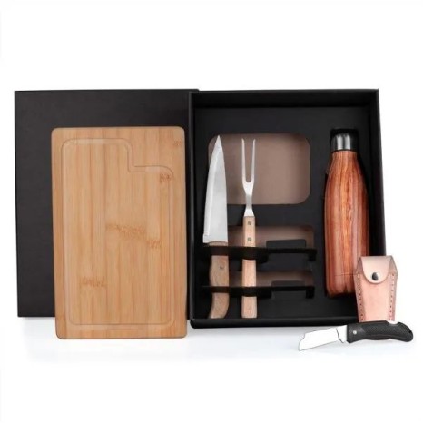 Kit Churrasco com Garrafa, Canivete e Bainha 6 Pçs Personalizado