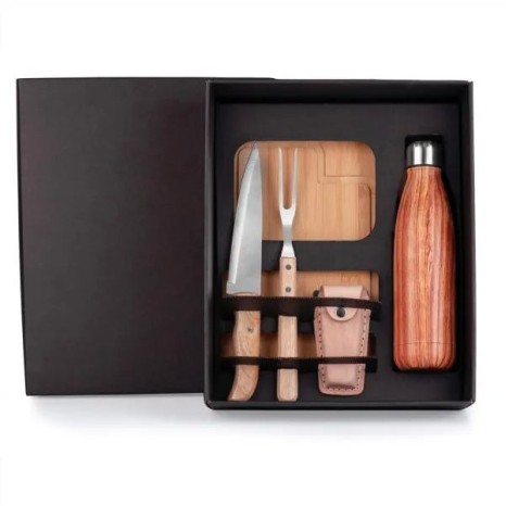 Kit Churrasco com Garrafa, Canivete e Bainha 6 Pçs Personalizado