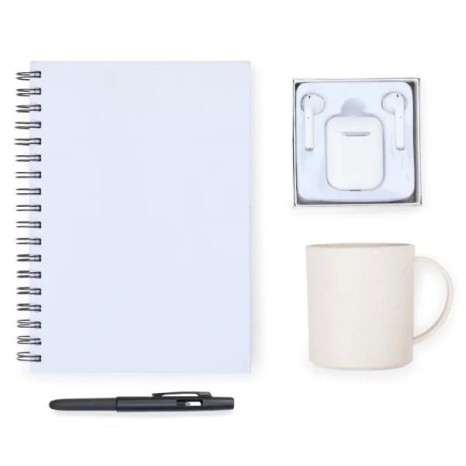 Kit Caneca em Fibra de Bambu e Acessórios 4 Pçs Personalizado
