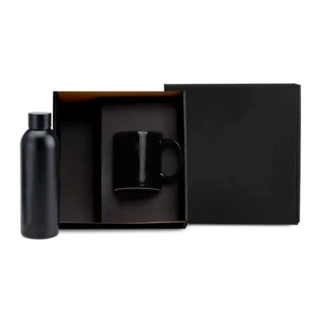 Kit Garrafa e Caneca Preto 2 Pçs Personalizado