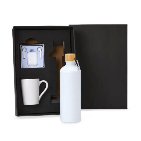 Kit Garrafa, Caneca e Fone Bluetooth 3 Pçs Personalizado