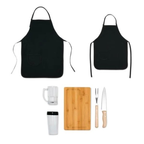 Kit Churrasco / Cerveja em Bambu / Madeira / Inox 7 Pçs Personalizado