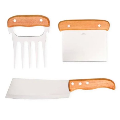 Kit com Cutelo, Garfo e Espátula 3 Pçs Personalizado