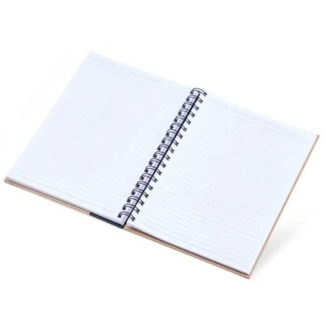 Caderno Pautado com Wire-O 23X18cm Bege/Preto Personalizado