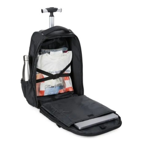 Mochila em Polyester 600D com Rodinha 35L Preta Personalizado