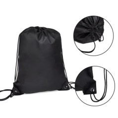 Mochila Sacola em Nylon 190D Preta 42X32cm Personalizado