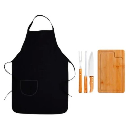 Conjunto para Churrasco em Bambu / Madeira / Inox Texas 5 Pçs Personalizado