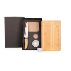 Kit para Churrasco / Petisco em Bambu / Porcelana 4 Pçs Personalizado