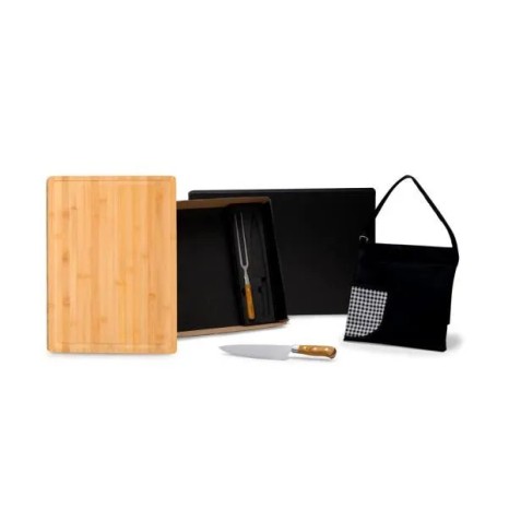 Conjunto para Churrasco Premium em Bambu / Madeira / Inox 4 Pçs Personalizado