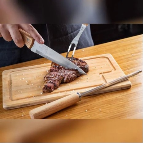 Conjunto para Churrasco em Bambu / Inox / Madeira 4 Pçs Personalizado