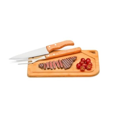 Conjunto para Churrasco em Bambu / Inox / Madeira 3 Pçs Personalizado