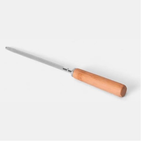 Conjunto Garfo, Faca e Chaira em Bambu / Madeira / Inox com Estojo 4 Pçs Personalizado