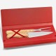 Conjunto de Garfo e Faca Inox / Madeira / Bambu com Estojo Vermelho 3 Pçs Personalizado